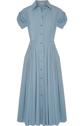 MICHAEL KORS COLLECTION Pleated cotton-blend poplin midi dress