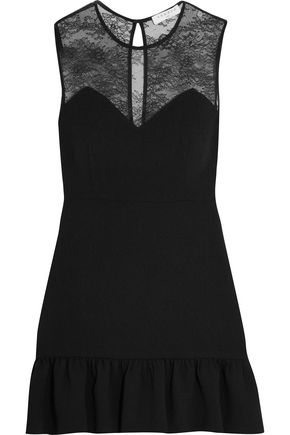 Sandro Woman Corded Lace And MatelassÉ Mini Dress Black | ModeSens