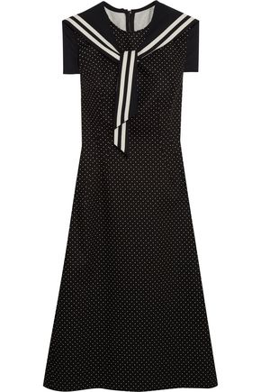 DOLCE & GABBANA Crystal-embellished polka-dot cotton-blend twill dress