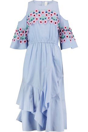 PETER PILOTTO Cold-shoulder embroidered cotton dress