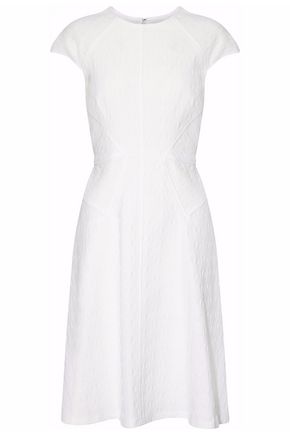 LELA ROSE WOMAN PANELED CLOQUÉ DRESS OFF-WHITE | ModeSens