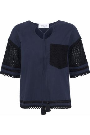 DEREK LAM 10 CROSBY CROCHET-PANELED JERSEY TOP,GB 1071994539458667