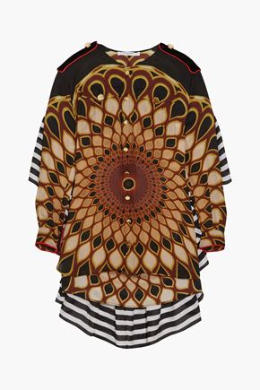 GIVENCHY PRINTED RUFFLED SHIRT IN MULTICOLORED SILK-GEORGETTE,3074457345618038182