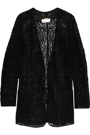 Chloé Embroidered Cotton-blend Mesh Jacket In Black