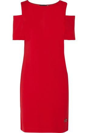 LOVE MOSCHINO Cold-shoulder cady dress