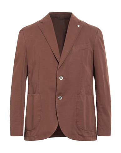 L. b.m. 1911 Man Blazer Brown Size 44 Cotton, Linen