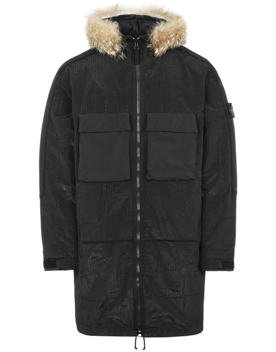 49342380vr - COATS & JACKETS STONE ISLAND LONG JACKET 710J4 SI HOUSE CHECK JACQUARD ON NYLON METAL BLACK WATRO - WITH PRIMALOFT® INSULATION TECHNOLOGY STONE ISLAND - 0