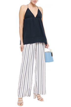 Chloé Gathered Silk Crepe De Chine Camisole In Blue