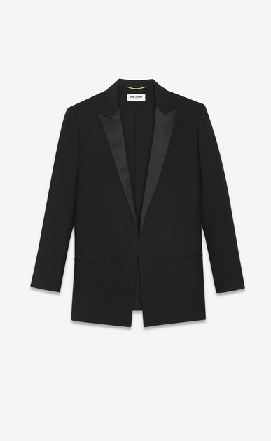 SAINT LAURENT Tuxedo Jacket Woman Long tuxedo jacket in black gabardine a_V4