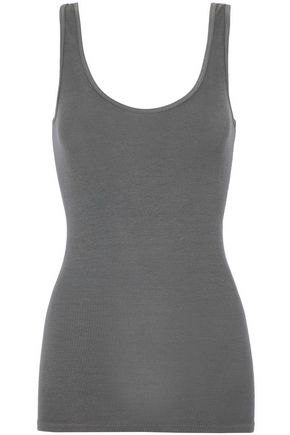 ENZA COSTA WOMAN RIBBED STRETCH-KNIT TANK ANTHRACITE,GB 7789028784355935