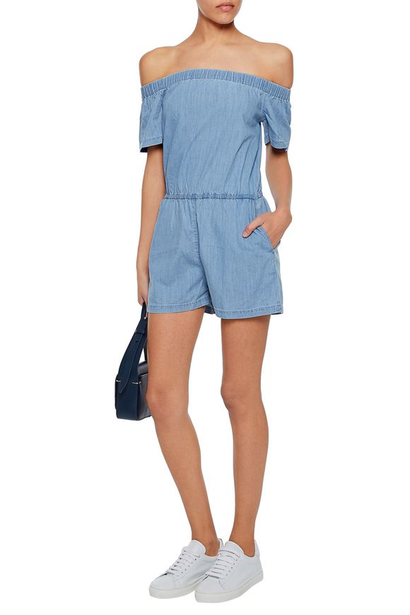 Off-the-shoulder chambray playsuit | 3x1 | Sale up to 70% off | THE OUTNET