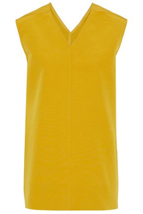 RICK OWENS WOMAN COTTON AND SILK-BLEND FAILLE TOP YELLOW,US 7789028785184908
