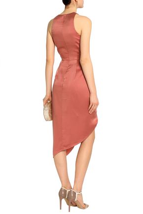 Asymmetric Gathered Washed Silk Satin Dress Zimmermann Sale Up