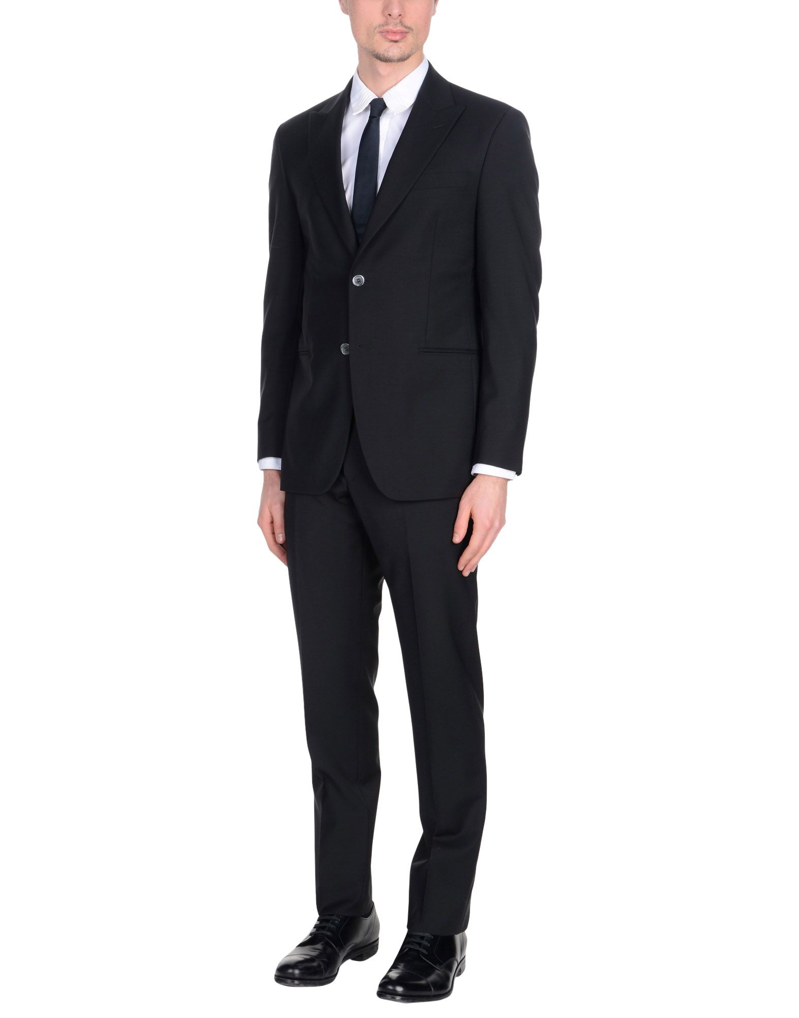 《2万円以上オーダーで送料無料》PAOLONI メンズ スーツ ブラック 48 スーパー110 ウール 100%