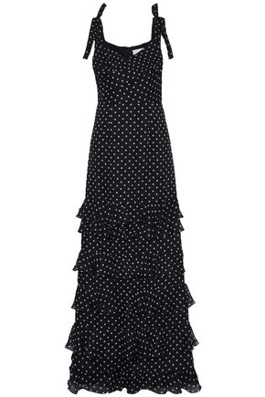MIKAEL AGHAL Tiered polka-dot silk-chiffon gown,US 12789547614830347