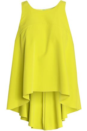 MILLY WOMAN DRAPED CREPE TOP LIME GREEN,US 13331180551760611