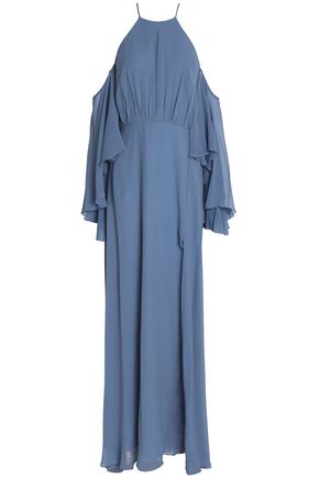 MILLY WOMAN COLD-SHOULDER SILK-SATIN GOWN LIGHT BLUE,AU 13331180551760203
