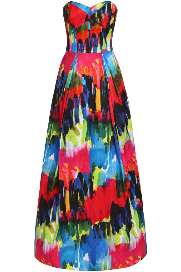 Strapless printed cotton-blend gown | MILLY | Sale up to 70% off | THE