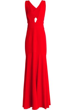 MILLY MILLY WOMAN PENELOPE FLUTED STRETCH-CADY GOWN TOMATO RED,3074457345620157622