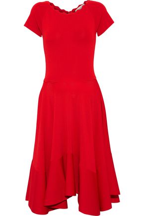 ANTONIO BERARDI WOMAN SCALLOPED PONTE DRESS RED,AU 13331180551981609