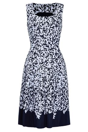 OSCAR DE LA RENTA Pleated printed stretch-cotton dress,US 13331180552197498