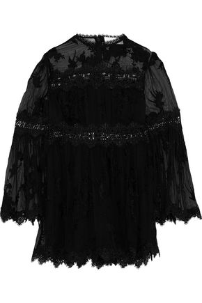 ZIMMERMANN Lace-trimmed embroidered silk-georgette playsuit,US 1998551928972238