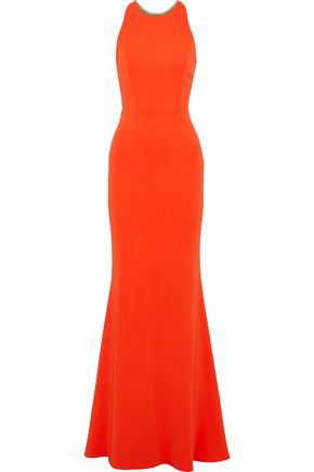 MARCHESA NOTTE MARCHESA NOTTE WOMAN EMBELLISHED TULLE-PANELED CADY GOWN BRIGHT ORANGE,3074457345618689922