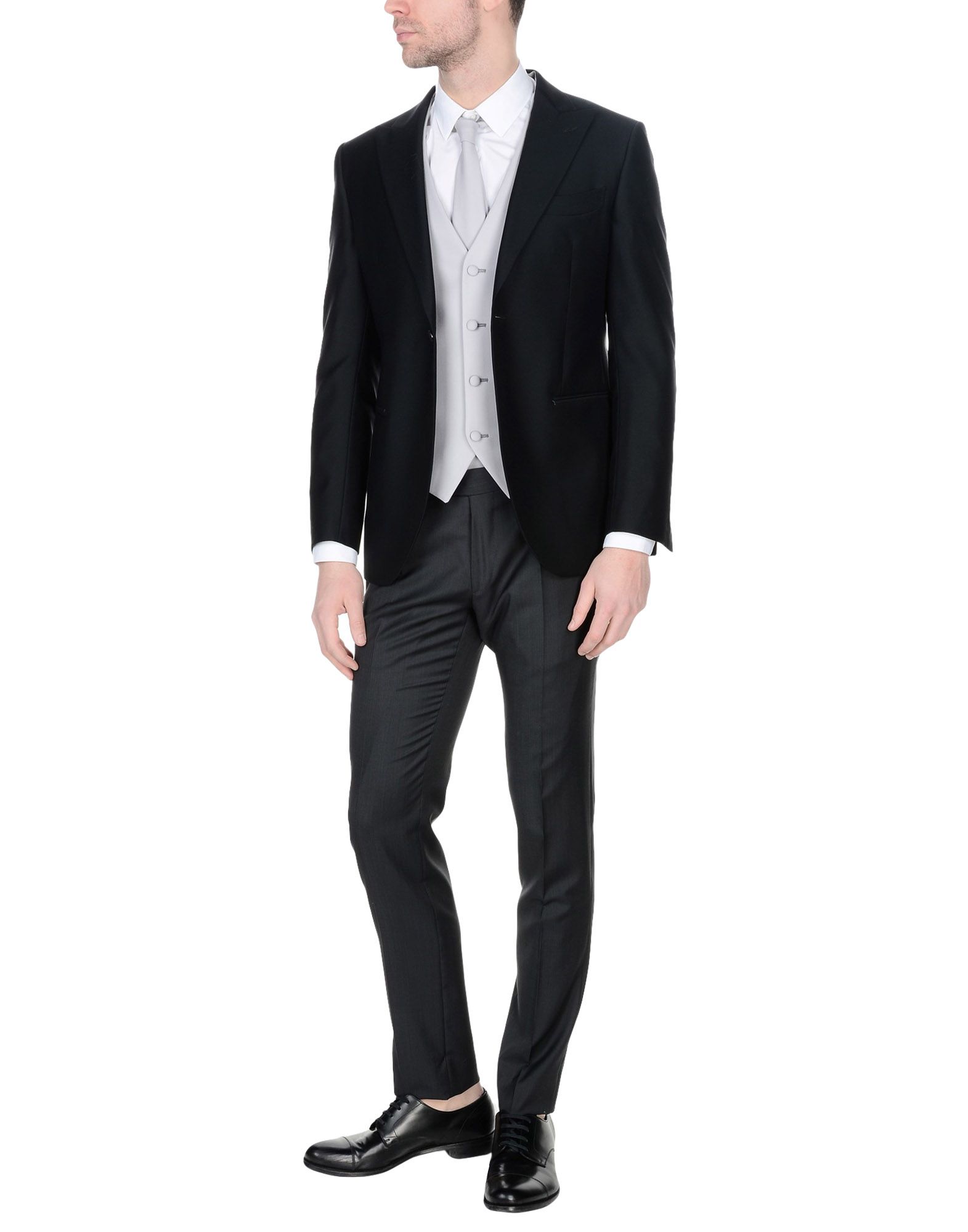 《送料無料》LUIGI BIANCHI Mantova メンズ スーツ ブラック 50 バージンウール 100%