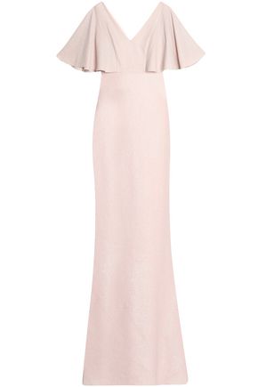 BADGLEY MISCHKA Ruffled textured-crepe gown,US 1071994536779955