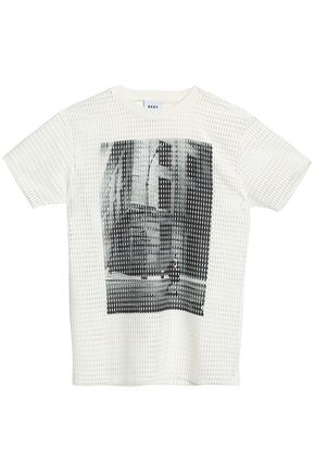 DKNY Laser-cut printed jersey T-shirt,GB 14693524283069062