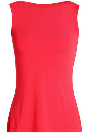 BAILEY44 WOMAN LATTICE-TRIMMED STRETCH-JERSEY TOP RED,US 14693524283297219