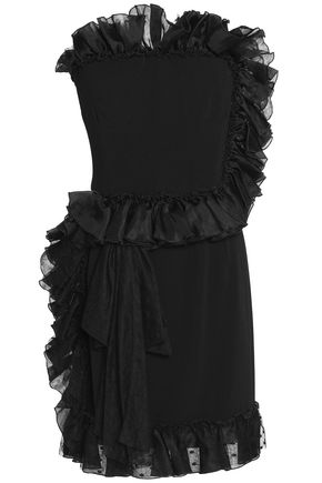 DOLCE & GABBANA Strapless ruffle-trimmed crepe mini dress,US 14693524283404982