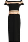 Off-the-shoulder lattice-trimmed cady dress | ALEXIS | Sale up to 70% off | THE OUTNET