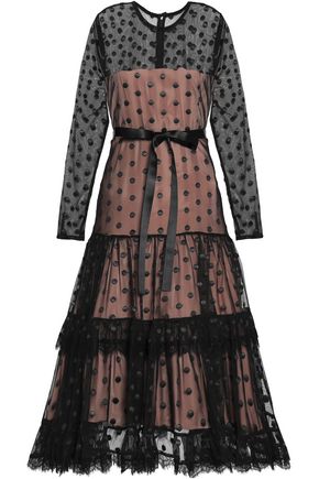 ALEXIS WOMAN LACE-TRIMMED EMBROIDERED TULLE DRESS BLACK,GB 14693524283530100