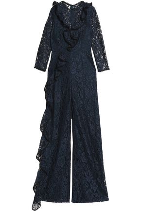 ALEXIS RUFFLE-TRIMMED CORDED LACE JUMPSUIT,3074457345618735490
