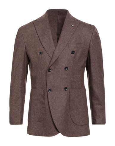 Laboratori Italiani Man Suit jacket Brown Size 38 Wool, Polyamide