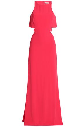 HALSTON HERITAGE CUTOUT CREPE GOWN,3074457345618731776