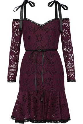 ALEXIS Sophia cold-shoulder corded lace mini dress,US 14693524283562217