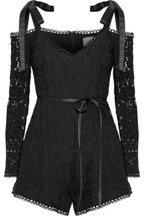 ALEXIS Kathryn cold-shoulder corded lace playsuit,US 14693524283734705