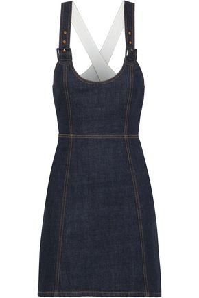 Alexa Chung Alexachung Woman Cutout Denim Mini Dress Dark Denim In Dark Denim