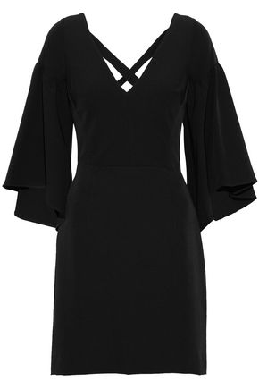 MILLY WOMAN BELL LACE-UP CREPE MINI DRESS BLACK,AU 14693524283969179