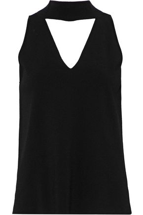 MILLY WOMAN CUTOUT STRETCH-KNIT TOP BLACK,US 14693524284009984