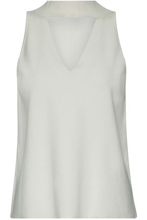 MILLY WOMAN CUTOUT STRETCH-KNIT TOP WHITE,US 14693524284009984