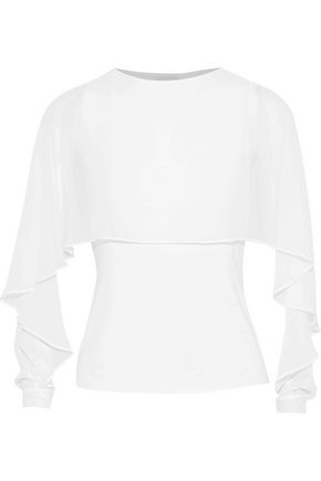 BAILEY44 Allonge cape-effect chiffon and jersey top,US 82673812101650
