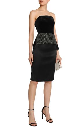 Roland Mouret Up To 70 Off At The Outnet Roland Mouret Syston Strapless Embroidered Velvet Peplum Top