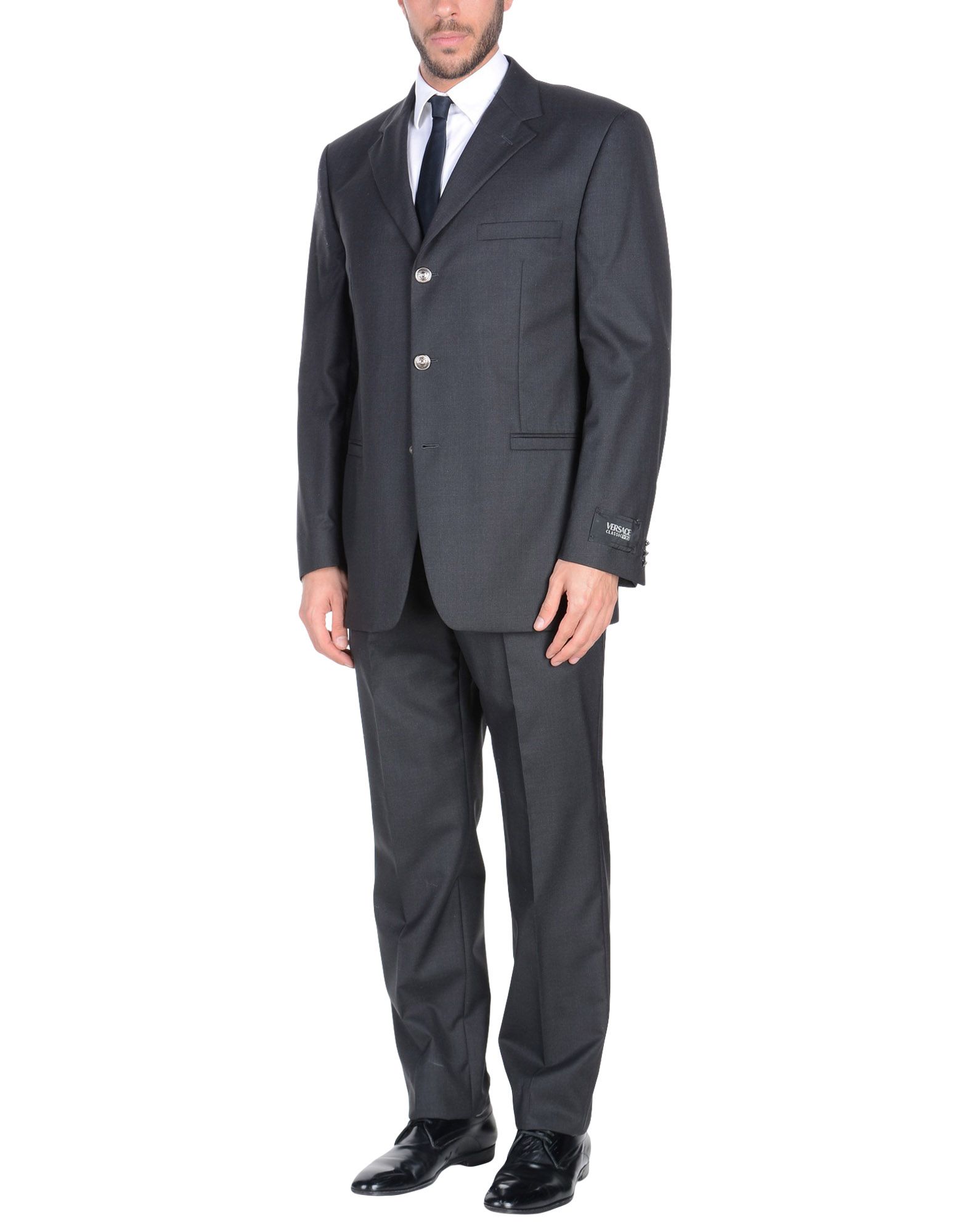 《送料無料》VERSACE CLASSIC V2 メンズ スーツ スチールグレー 54 ウール 100%