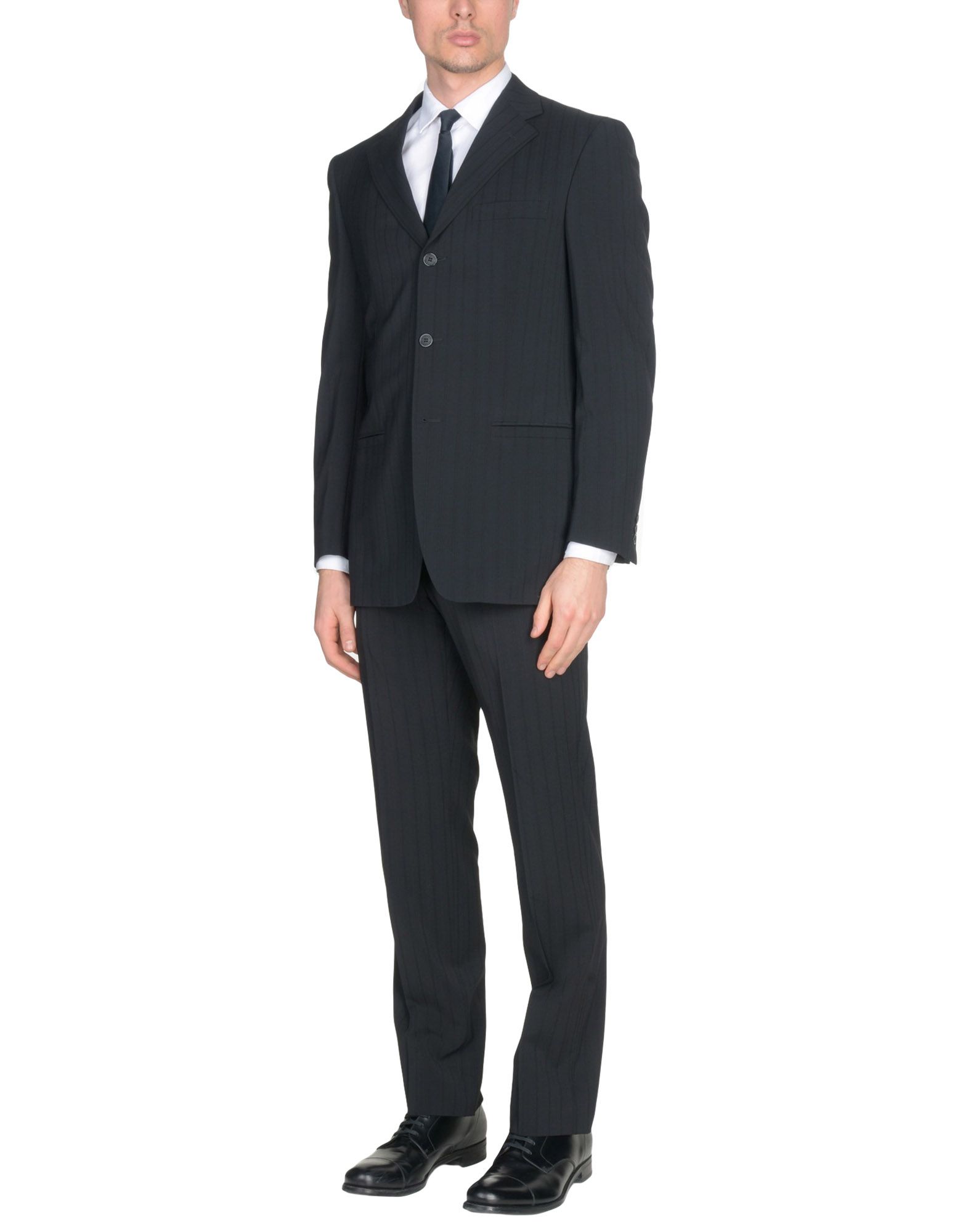 《送料無料》VERSACE CLASSIC メンズ スーツ ブラック 46 レーヨン 63% / ウール 36% / ポリウレタン 1%
