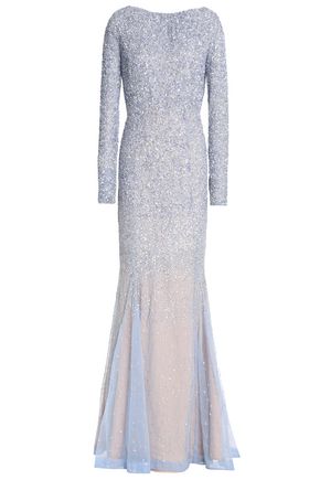 RACHEL GILBERT WOMAN VIERA FLUTED EMBELLISHED TULLE GOWN SKY BLUE,AU 1188406768798999