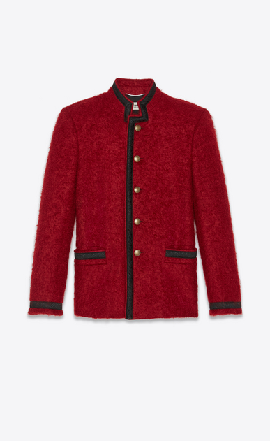 SAINT LAURENT Blazer Jacket Man Officer jacket in red mohair a_V4