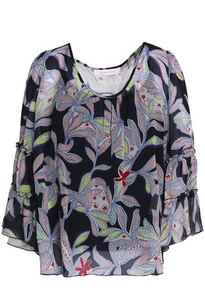 SEE BY CHLOÉ FLORAL-PRINT SILK CREPE DE CHINE TOP,3074457345618905363
